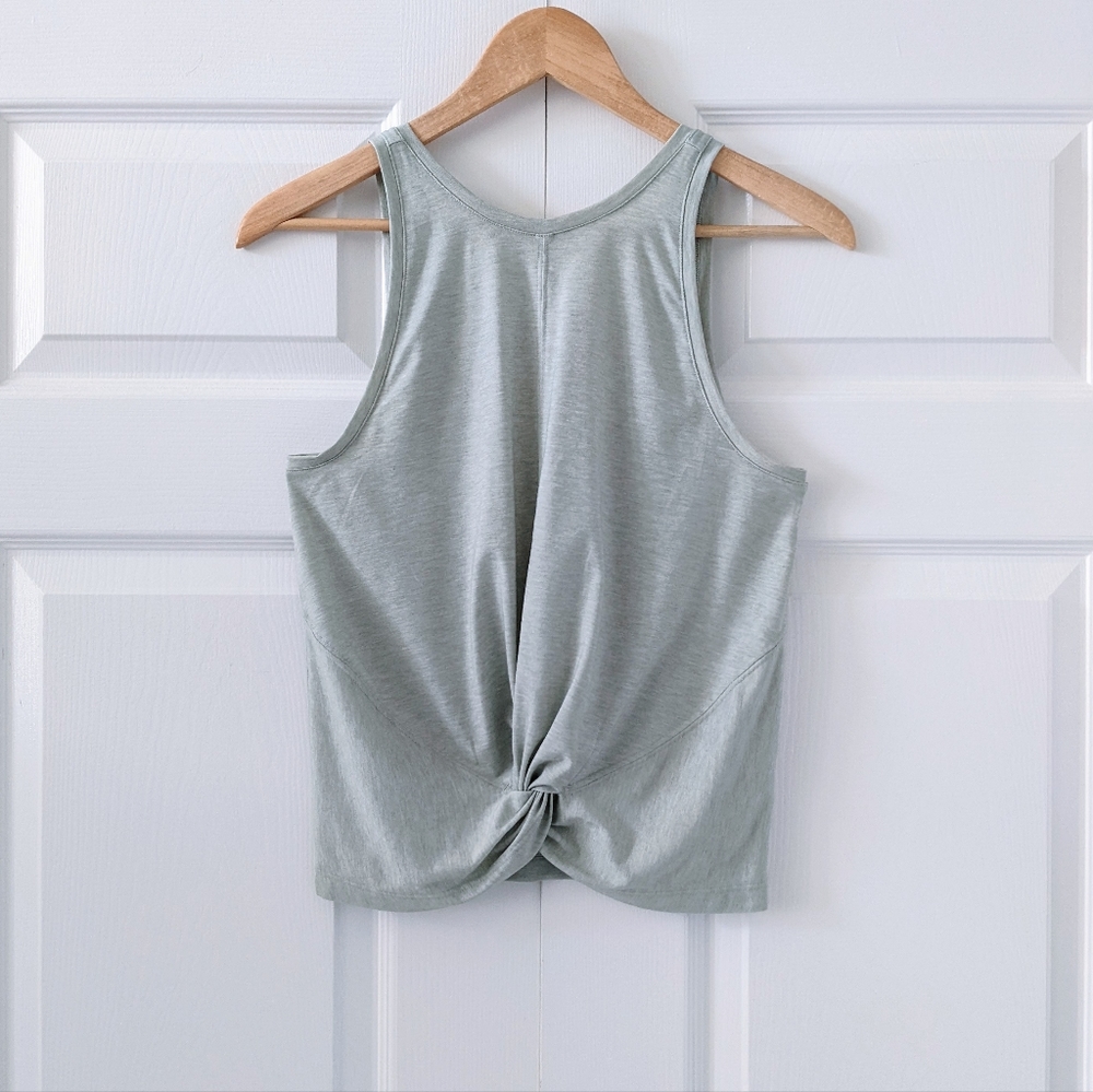 Athleta Essence Twist Front Opal Green Cropped Tank Top | XT2 Anti-Odor | S - Picture 2 of 11